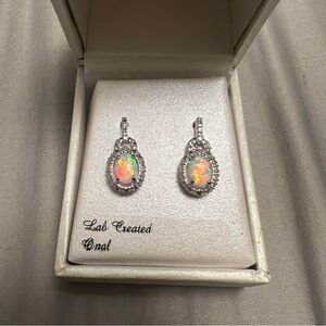Radiant Gem Silver Opal Earrings